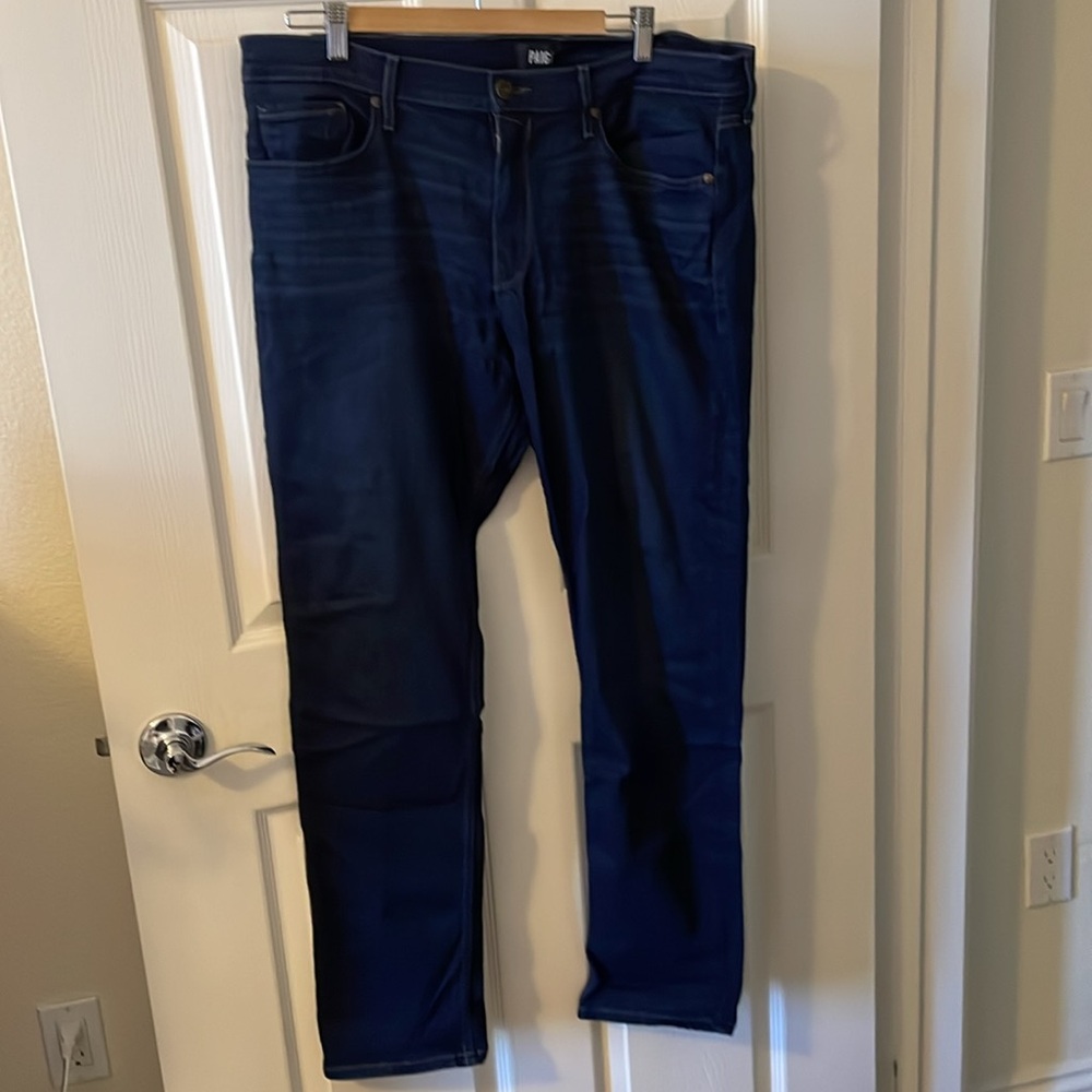 Paige Jeans Men's 38x32 Blue Denim Lennox Dark Wash Slim Straight Leg Stretch
